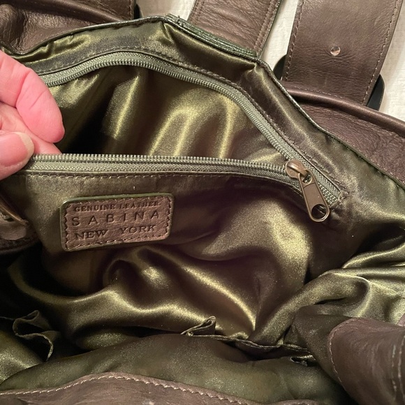 Sabina New York Dark Olive Green Genuine Leather Shoulder Handbag Purse EUC - Picture 9 of 15